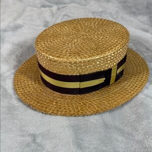 Iconic Straw Boater Hat with Ribbon